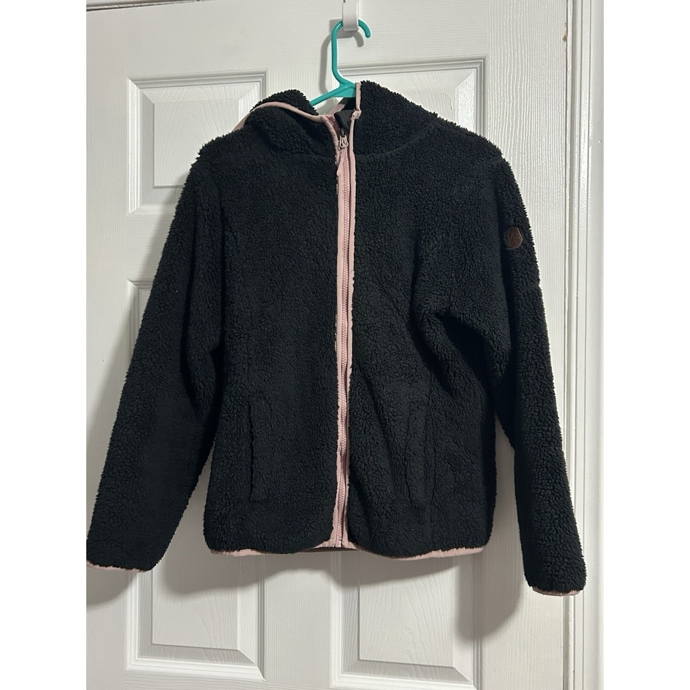 Free Country Black Teddy Fleece Full-Zip Hoodie - Youth L/XL (14/16)